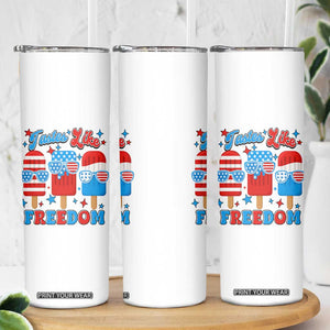 4th of July American Flag Popsicle Skinny Tumbler Tastes Like Freedom Patriotic Funny TS10 Print Your Wear