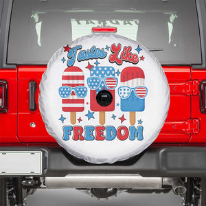 4th of July American Flag Popsicle Spare Tire Cover Tastes Like Freedom Patriotic Funny TS10 White Print Your Wear