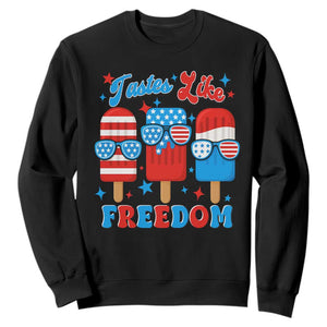 4th of July American Flag Popsicle Sweatshirt Tastes Like Freedom Patriotic Funny TS10 Black Print Your Wear