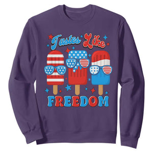 4th of July American Flag Popsicle Sweatshirt Tastes Like Freedom Patriotic Funny TS10 Purple Print Your Wear