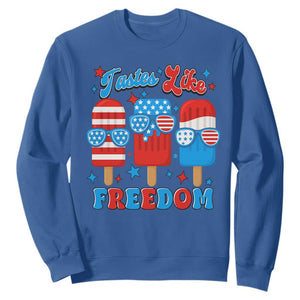 4th of July American Flag Popsicle Sweatshirt Tastes Like Freedom Patriotic Funny TS10 Royal Blue Print Your Wear