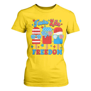 4th of July American Flag Popsicle T Shirt For Women Tastes Like Freedom Patriotic Funny TS10 Daisy Print Your Wear