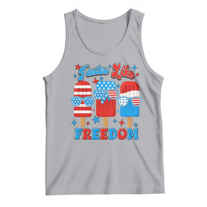 4th of July American Flag Popsicle Tank Top Tastes Like Freedom Patriotic Funny TS10 Athletic Heather Print Your Wear
