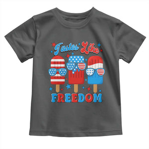 4th of July American Flag Popsicle Toddler T Shirt Tastes Like Freedom Patriotic Funny TS10 Dark Heather Print Your Wear