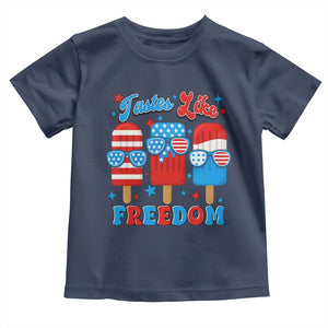 4th of July American Flag Popsicle Toddler T Shirt Tastes Like Freedom Patriotic Funny TS10 Navy Print Your Wear