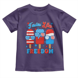 4th of July American Flag Popsicle Toddler T Shirt Tastes Like Freedom Patriotic Funny TS10 Purple Print Your Wear