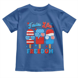 4th of July American Flag Popsicle Toddler T Shirt Tastes Like Freedom Patriotic Funny TS10 Royal Blue Print Your Wear