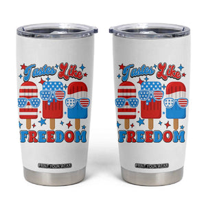 4th of July American Flag Popsicle Tumbler Cup Tastes Like Freedom Patriotic Funny TS10 White Print Your Wear