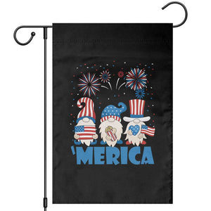 4th of July Gnome Garden Flag Merica Gnomes USA Flag Fireworks TS02 Black Print Your Wear