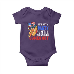 4th of July It's Not A Party Until The Wiener Comes Out Baby Onesie Funny Hot Dog Independence Day Patriotic Weenies TS10 Purple Print Your Wear