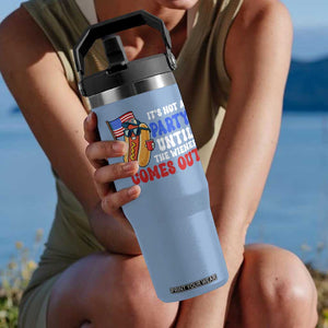4th of July It's Not A Party Until The Wiener Comes Out Flip Straw Tumbler Funny Hot Dog Independence Day Patriotic Weenies TS10 One Size: 30 oz Light Blue Print Your Wear