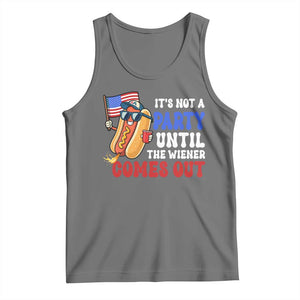 4th of July It's Not A Party Until The Wiener Comes Out Tank Top Funny Hot Dog Independence Day Patriotic Weenies TS10 Black Heather Print Your Wear