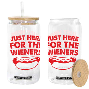 4th of July Just Here For The Wieners Glass Can Funny Hot Dog Independence Day Patriotic Weenies TS10 Black Print Your Wear