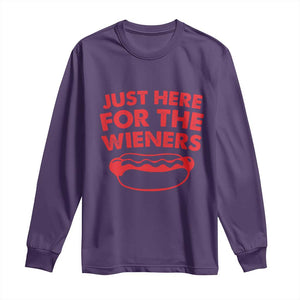 4th of July Just Here For The Wieners Long Sleeve Shirt Funny Hot Dog Independence Day Patriotic Weenies TS10 Purple Print Your Wear