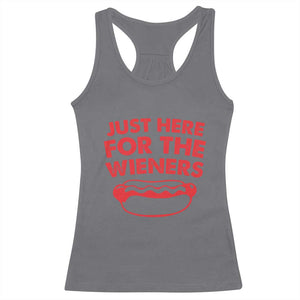 4th of July Just Here For The Wieners Racerback Tank Top Funny Hot Dog Independence Day Patriotic Weenies TS10 Charcoal Print Your Wear