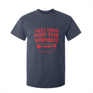 4th of July Just Here For The Wieners T Shirt For Kid Funny Hot Dog Independence Day Patriotic Weenies TS10 Navy Print Your Wear