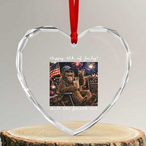 4th of July Bigfoot Heart Crystal Glass Ornament Patriotic Sasquatch American Flag Party Festival TS14 Transparent Glass 3'' Heart Print Your Wear