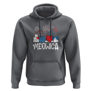 4th Of July Cat Lover Hoodie Meowica Patriotic American Flag Fireworks TS09 Charcoal Print Your Wear