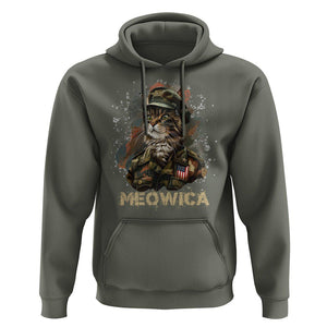 4th Of July Cat Lover Hoodie Meowica Patriotic US Army Cat TS09 Military Green Print Your Wear