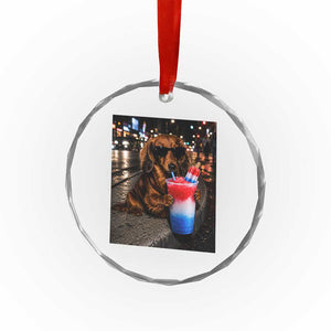 4th Of July Dachshund Drinking Slushie Crystal Glass Ornament Patriotic 250 Anniversary USA Dog Lovers Funny Meme TS10 Print Your Wear