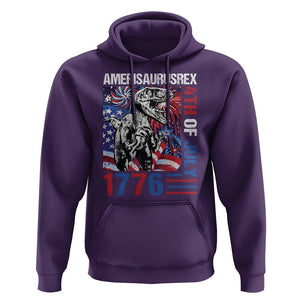 4th Of July Dinosaur Hoodie Amerisaurus Fireworks Patriotic Independence Day TS09 Purple Print Your Wear