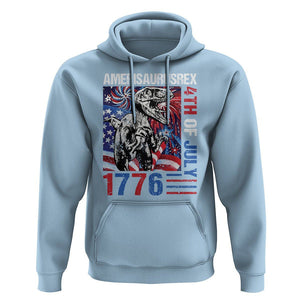 4th Of July Dinosaur Hoodie Amerisaurus Fireworks Patriotic Independence Day TS09 Light Blue Print Your Wear