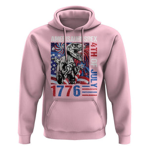 4th Of July Dinosaur Hoodie Amerisaurus Fireworks Patriotic Independence Day TS09 Light Pink Print Your Wear