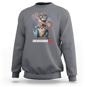 4th Of July Dinosaur Sweatshirt Amerisaurus Fireworks Patriotic Independence Day TS09 Charcoal Print Your Wear