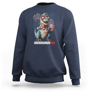 4th Of July Dinosaur Sweatshirt Amerisaurus Fireworks Patriotic Independence Day TS09 Navy Print Your Wear