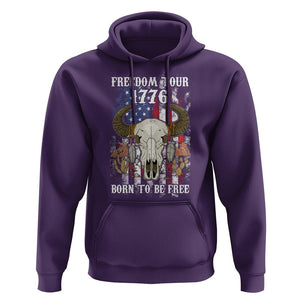 4th of July Freedom Tour Hoodie 1776 Born To Be Free Patriotic Buffalo Skull American Flag TS02 Purple Print Your Wear