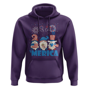 4th of July Gnome Hoodie Merica Gnomes US Flag Fireworks Celebrate Independence Day TS02 Purple Print Your Wear