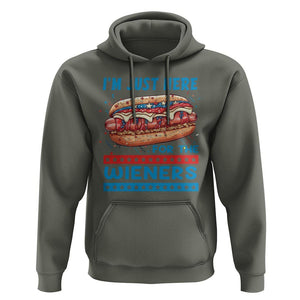 4th Of July Hoodie I'm Just Here For The Wieners Patriotic Hot Dog TS09 Military Green Print Your Wear
