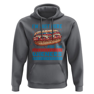 4th Of July Hoodie I'm Just Here For The Wieners Patriotic Hot Dog TS09 Charcoal Print Your Wear