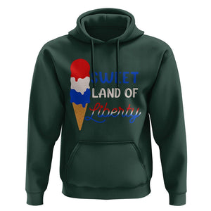 4th of July Hoodie Sweet Land of Liberty American Patriotic TS02 Dark Forest Green Print Your Wear