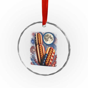 4th Of July Hotdog Fireworks Crystal Glass Ornament American Food Lovers