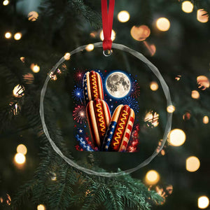 4th Of July Hotdog Fireworks Crystal Glass Ornament American Food Lovers