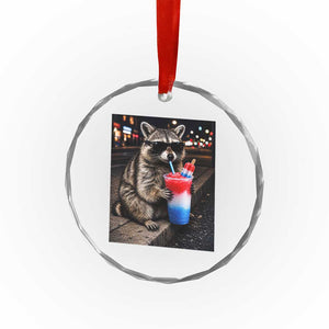 4th Of July Raccoon Drinking Slushie Crystal Glass Ornament Patriotic 250 Anniversary USA Trash Panda Funny Meme TS10 Print Your Wear