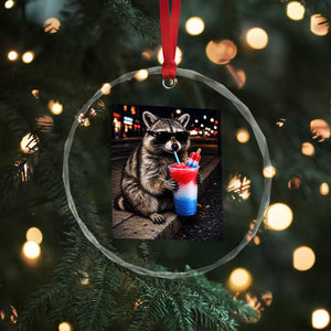 4th Of July Raccoon Drinking Slushie Crystal Glass Ornament Patriotic 250 Anniversary USA Trash Panda Funny Meme TS10 Print Your Wear
