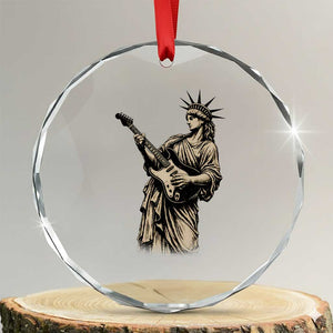 4th Of July Rock N Roll Crystal Glass Ornament Funny Statue Of Liberty Playing Guitar TS12 Transparent Glass 3'' Circle Print Your Wear