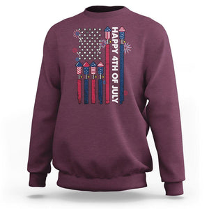 4th of July Sweatshirt American Flag Firework USA Party Independence Day TS02 Maroon Print Your Wear