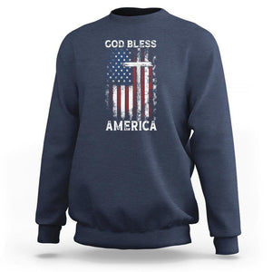 4th Of July Sweatshirt God Bless America Flag Christian TS09 Navy Print Your Wear