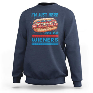 4th Of July Sweatshirt I'm Just Here For The Wieners Patriotic Hot Dog TS09 Navy Print Your Wear