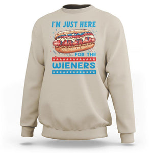 4th Of July Sweatshirt I'm Just Here For The Wieners Patriotic Hot Dog TS09 Sand Print Your Wear