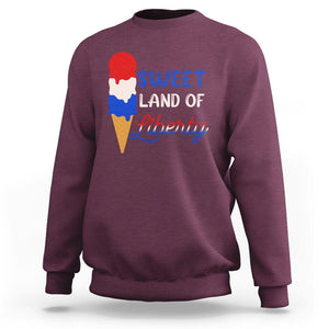 4th of July Sweatshirt Sweet Land of Liberty American Patriotic TS02 Maroon Print Your Wear
