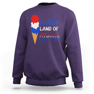 4th of July Sweatshirt Sweet Land of Liberty American Patriotic TS02 Purple Print Your Wear