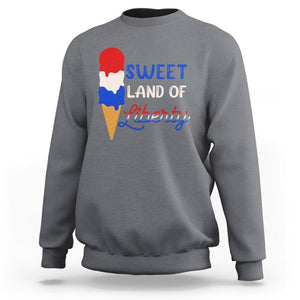 4th of July Sweatshirt Sweet Land of Liberty American Patriotic TS02 Charcoal Print Your Wear