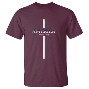 4th Of July T Shirt America From 1776 Christian Religious Faith Cross TS11 Maroon Print Your Wear