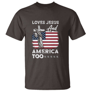 Patriotic Christian T Shirt Loves Jesus and America Too 4th Of July TS09 Dark Chocolate Print Your Wear