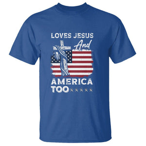 Patriotic Christian T Shirt Loves Jesus and America Too 4th Of July TS09 Royal Blue Print Your Wear