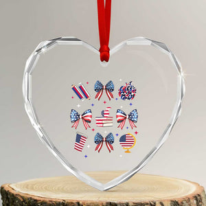 4th of July Teacher Student Heart Crystal Glass Ornament Patriotic Teaching Learning Retro Coquette TS02 Transparent Glass 3'' Heart Print Your Wear